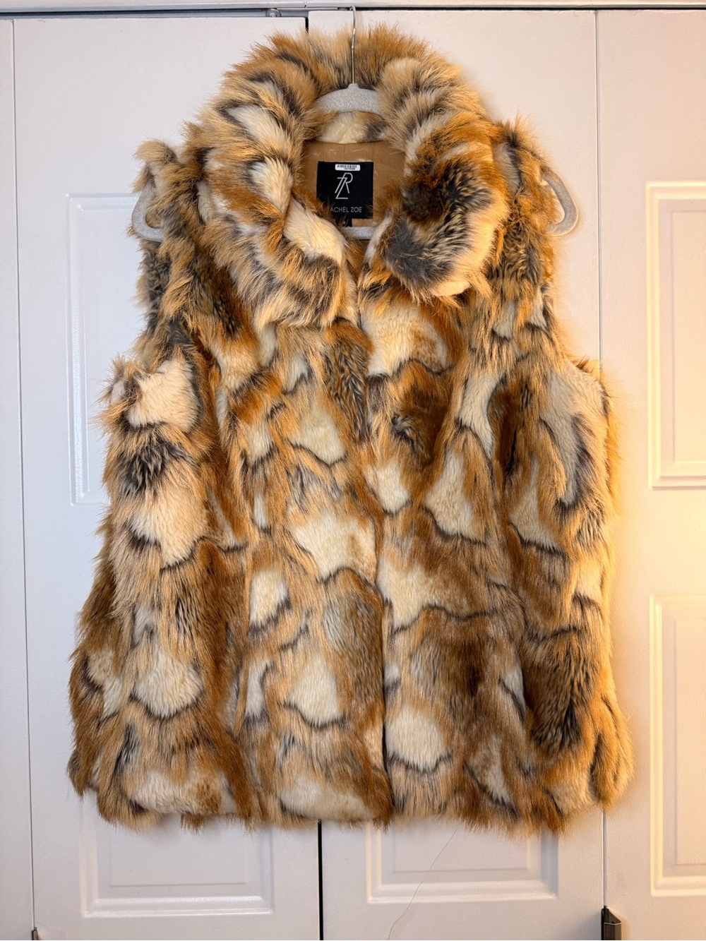 Rachel Zoe Faux Fur Coat in Multi-Tone Brown Size M Winter Fall Chic Gilmore